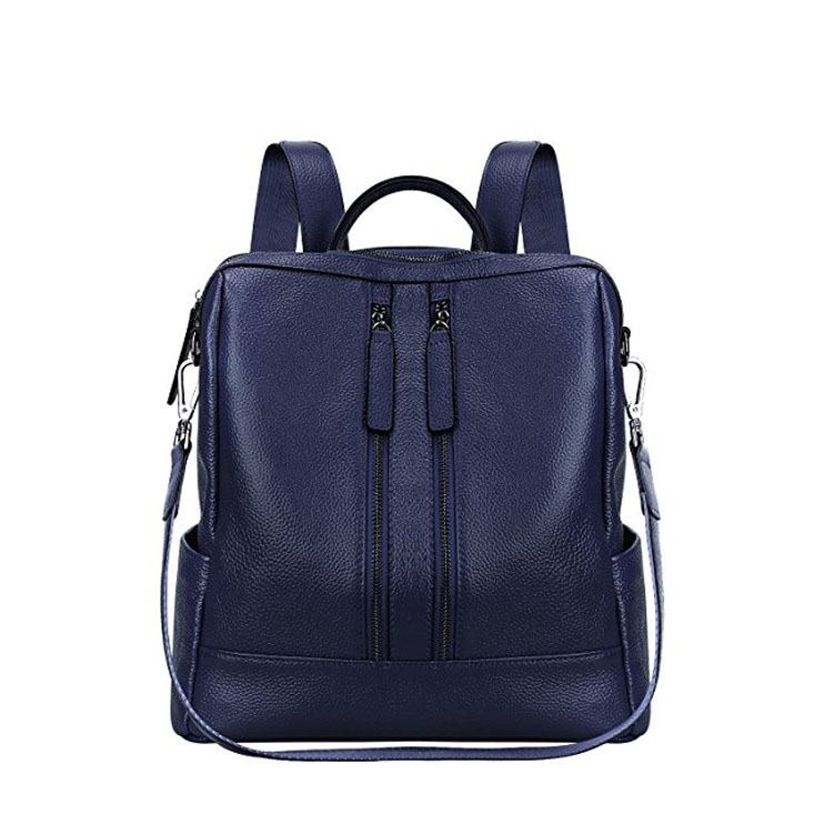 double zipper custom stylish pebbled leather backpack women handbags
